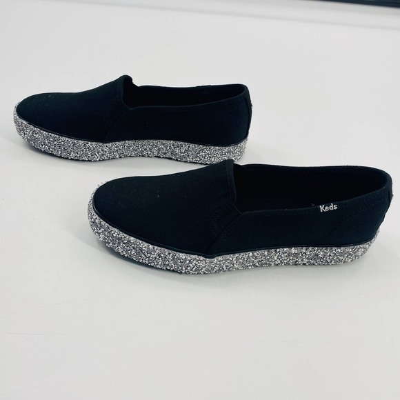 Keds Women's Black Slip-On Shoes with Silver Glitter Sole - Picture 10 of 10
